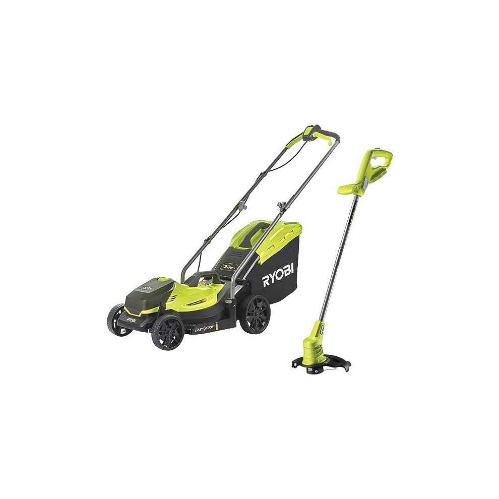 Ryobi 18V ONE+ Cordless Lawnmower and Grass Trimmer Kit (1 x 4.0Ah) 